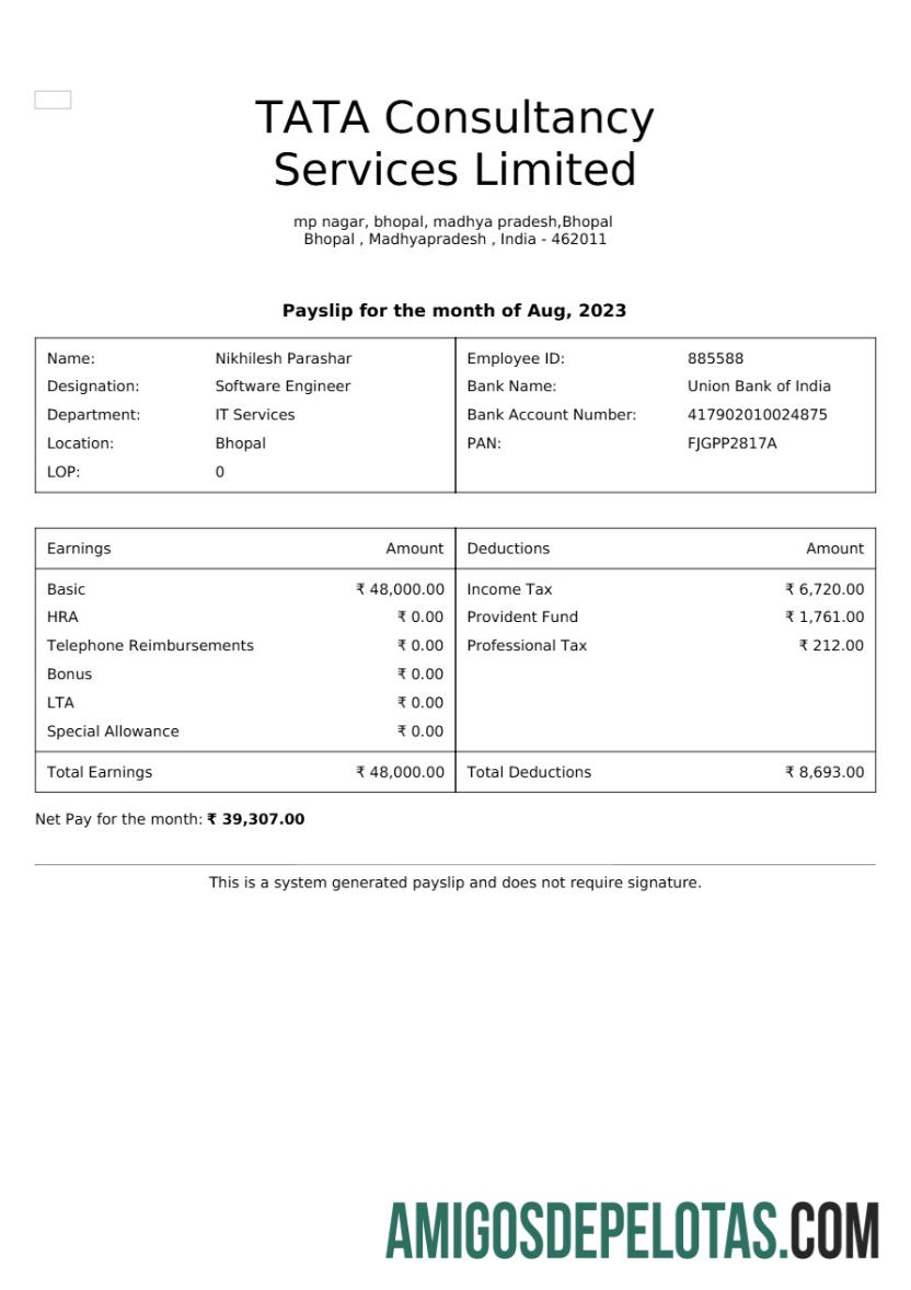 Realista Modelo de recibo de pagamento de serviços de consultoria TATA em formatos Word e PDF, versão 2.pdf, 1